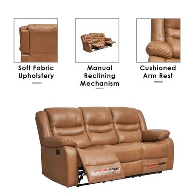 Dazler 3 Seater Air Leather Recliner - Brown