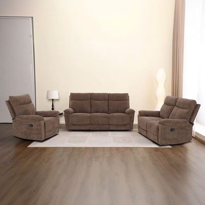 Valor 6-Seater Leather Recliner Set - Dark Brown - With 2-Year Warranty