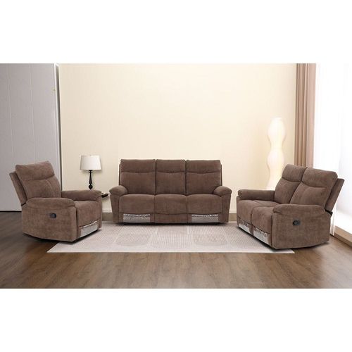 Valor 6-Seater Leather Recliner Set - Dark Brown - With 2-Year Warranty