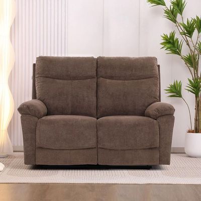 Valor 2-Seater Fabric Recliner - Light Brown - With 2-Year Warranty