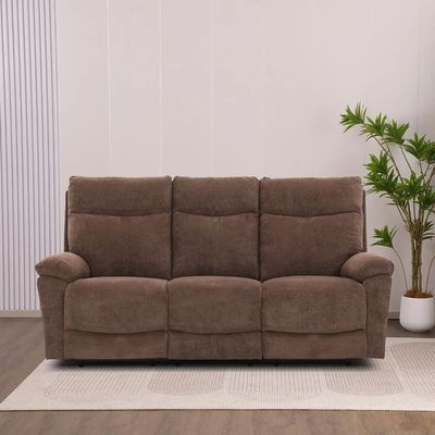 Valor 3-Seater Fabric Recliner - Light Brown - With 2-Year Warranty