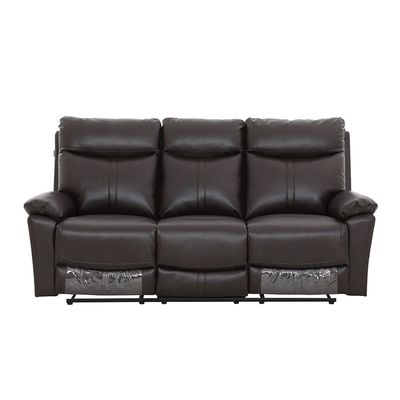 Valor 6-Seater Faux Leather Recliner Set - Dark Brown - With 2-Year Warranty