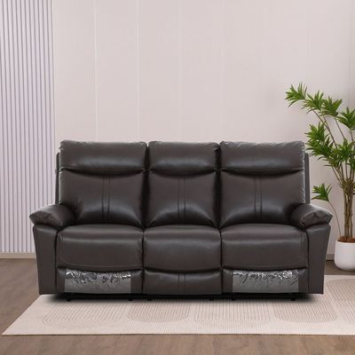 Valor 6-Seater Faux Leather Recliner Set - Dark Brown - With 2-Year Warranty