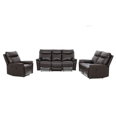 Valor 6-Seater Faux Leather Recliner Set - Dark Brown - With 2-Year Warranty