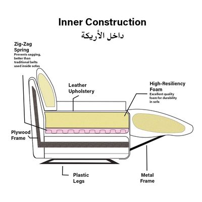 فالور - كرسي استرخاء جلدي بمقعد واحد - بني داكن - مع ضمان لمدة عامين