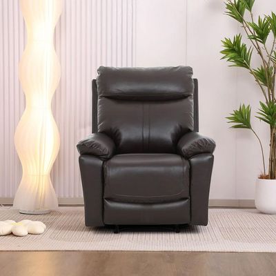 Valor 1-Seater Leather Recliner - Dark Brown - With 2-Year Warranty