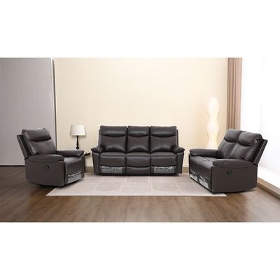 Valor 3-Seater Leather Recliner - Dark Brown - With 2-Year Warranty