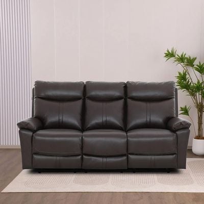 Valor 3-Seater Leather Recliner - Dark Brown - With 2-Year Warranty