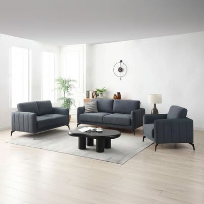 Stellar 6-Seater Fabric Sofa Set - Grey - With 2-Year Warranty