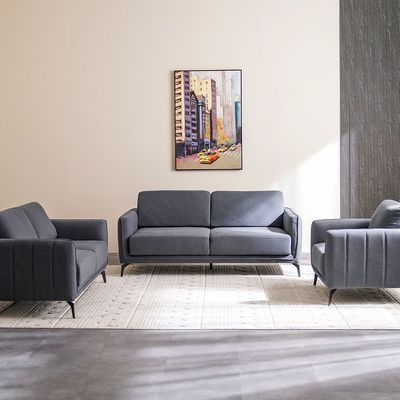 Stellar 6-Seater Fabric Sofa Set - Grey - With 2-Year Warranty