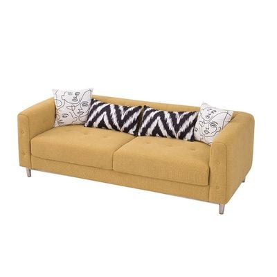Lizzi  6-Seater Fabric Sofa Set - Yellow - With 3-Year Warranty