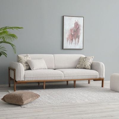 Oslo 3-Seater Fabric Sofa - Beige - With 2-Year Warranty