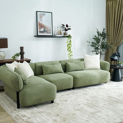 Azkar Fabric Sofa Set - Olive & Beige