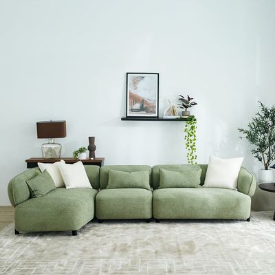 Azkar Left Corner Fabric Sofa - Olive - With 2-Year Warranty