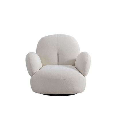 Bram 1-Seater Fabric Swivel Chair - White - With 2-Year Warranty