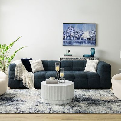 Hazzle 4-Seater Fabric Sofa - Blue - With 2-Year Warranty