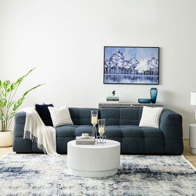 Hazzle 4-Seater Fabric Sofa - Blue - With 2-Year Warranty