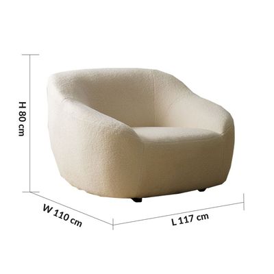 Hazzle 1-Seater Fabric Swivel Chair - White - With 2-Year Warranty