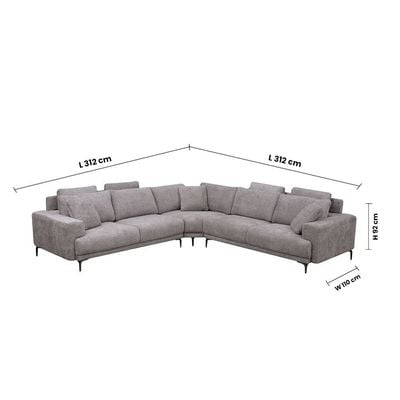 Oracion 7-Seater Sectional Corner Fabric Sofa - Light Brown - With 5-Year Warranty