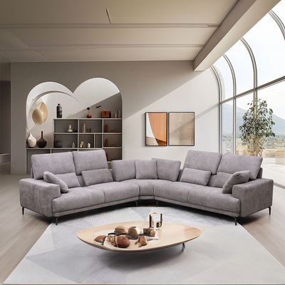 Oracion 7-Seater Sectional Corner Fabric Sofa - Light Brown - With 5-Year Warranty