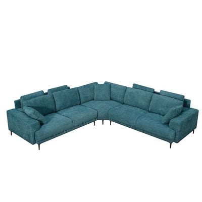 Oracion 7-Seater Sectional Corner Fabric Sofa - Blue - With 5-Year Warranty