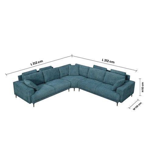 أريكة قماش زاوية مقسمة 7 مقاعد من اوراسيون - أزرق - مع ضمان لمدة 5 سنوات