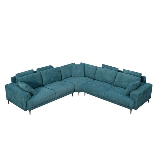 Oracion 7-Seater Sectional Corner Fabric Sofa - Blue - With 5-Year Warranty