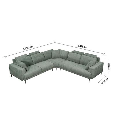 Oracion 7-Seater Sectional Corner Fabric Sofa - Green - With 5-Year Warranty