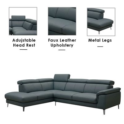 Aston 5-Seater Right Corner Faux Leather Sofa - Teal - With 2-Year Warranty