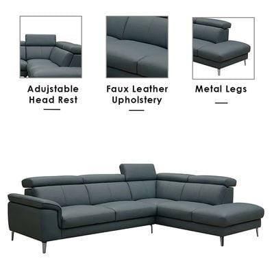 Aston 5-Seater Left Corner Faux Leather Sofa -Teal - With 2-Year Warranty