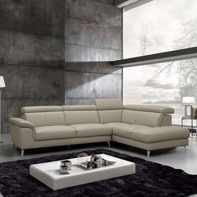 Aston 5-Seater Right Corner Faux Leather Sofa - Warm Grey - With 2-Year Warranty