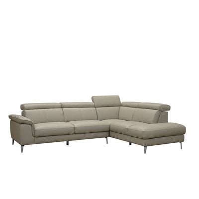 Aston 5-Seater Right Corner Faux Leather Sofa - Warm Grey - With 2-Year Warranty