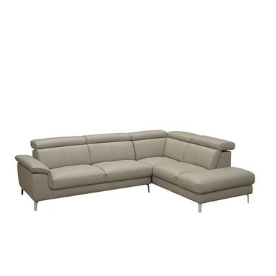 Aston 5-Seater Right Corner Faux Leather Sofa - Warm Grey - With 2-Year Warranty