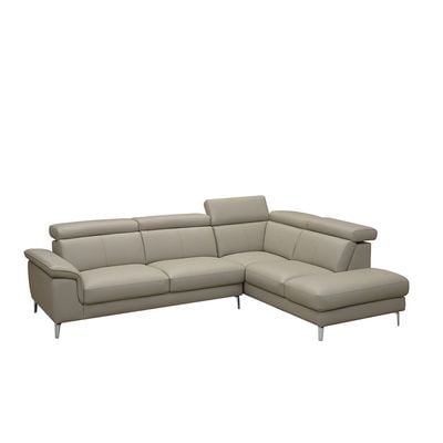 Aston 5-Seater Right Corner Faux Leather Sofa - Warm Grey - With 2-Year Warranty