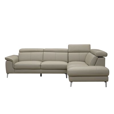 Aston 5-Seater Right Corner Faux Leather Sofa - Warm Grey - With 2-Year Warranty