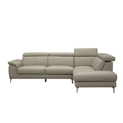 Aston 5-Seater Right Corner Faux Leather Sofa - Warm Grey - With 2-Year Warranty