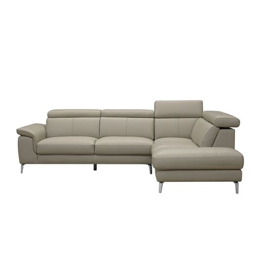 Aston  Right Corner Half Leather Sofa - Warm Grey