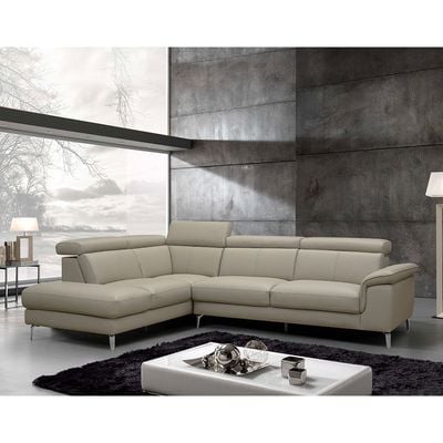 Aston 5-Seater Left Corner Faux Leather Sofa - Warm Grey - With 2-Year Warranty