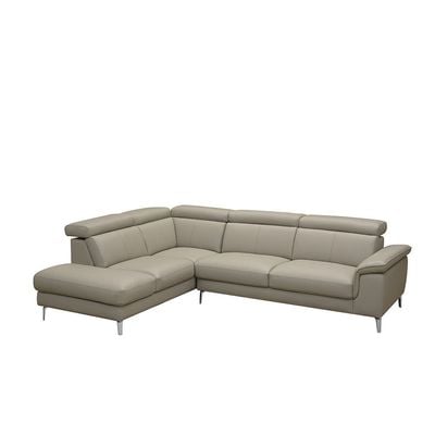 Aston 5-Seater Left Corner Faux Leather Sofa - Warm Grey - With 2-Year Warranty