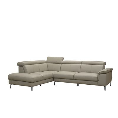 Aston 5-Seater Left Corner Faux Leather Sofa - Warm Grey - With 2-Year Warranty