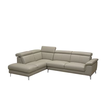 Aston 5-Seater Left Corner Faux Leather Sofa - Warm Grey - With 2-Year Warranty