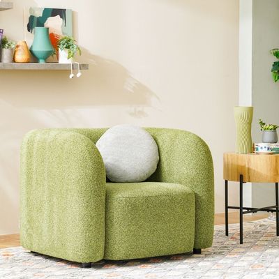 Lindon 3+3+1 Seater Fabric Sofa Set- Off White / Moss Green
