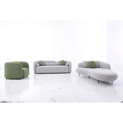 Lindon 3+3+1 Seater Fabric Sofa Set- Off White / Moss Green