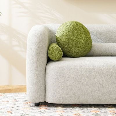 Lindon 3 Seater Fabric Sofa - Off White / Moss Green