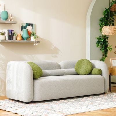 Lindon 3+1+1 Seater Fabric Sofa Set - Off White / Moss Green

