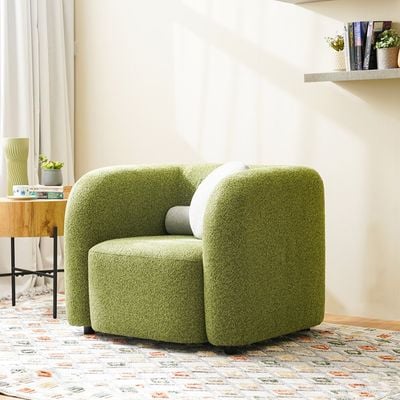 Lindon 1 Seater Fabric Sofa - Moss Green / Off White