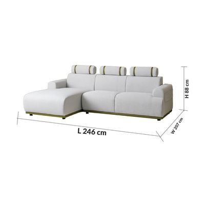 Marnel Left Corner Fabric Sofa - Beige - With 2-Year Warranty