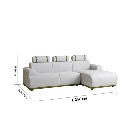 Marnel Right Corner Fabric Sofa - Beige - With 2-Year Warranty