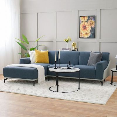 Acama 3-Seater Left Corner Fabric Sofa - Teal/Grey - With 2-Year Warranty