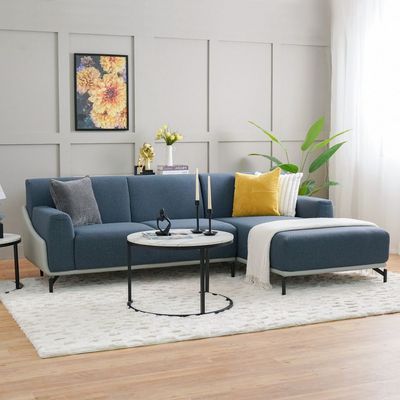 Acama 3-Seater Right Corner Fabric Sofa - Teal/Grey - With 2-Year Warranty